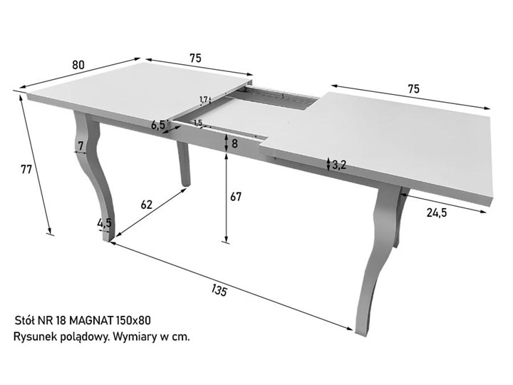 STÓŁ NR 18 MAGNAT 150x800 LAMINAT PROSTOKĄT NOGI MAGNAT Drewno Kategoria Stoły kuchenne Liczba miejsc Do 6 osób