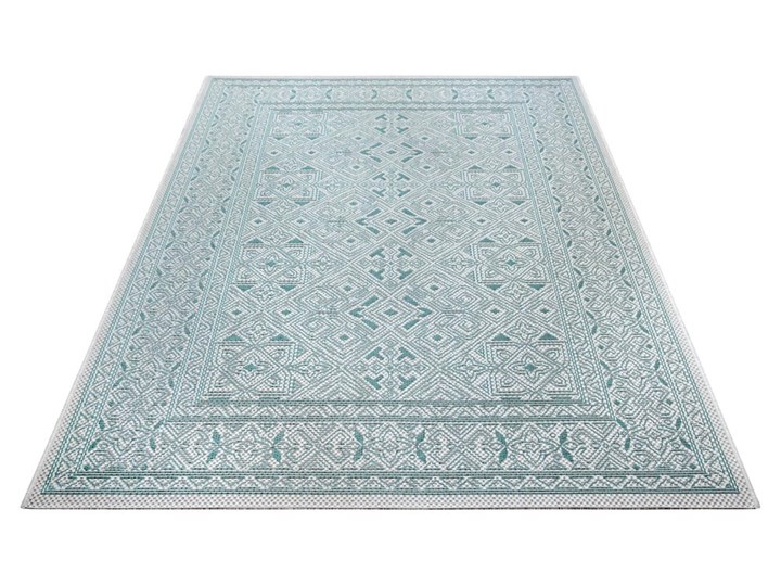 Turkusowo-beżowy dywan zewnętrzny NORTHRUGS Cuadrado, 70x140 cm Syntetyk Dywany Prostokątny Kolor Turkusowy Pomieszczenie Przedpokój