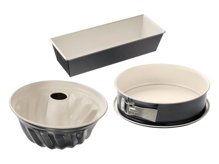 Zestaw 3 stalowych form do pieczenia z ceramiczną powłoką Dr. Oetker Cake Ceramika Tortownice Do babki Keksówki Do chleba Kolor Beżowy