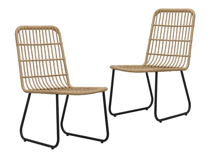 vidaXL Krzesła ogrodowe, 2 szt., polirattan, kolor dębowy Metal Kolor Beżowy Krzesło z podłokietnikami Krzesła tradycyjne Styl Nowoczesny