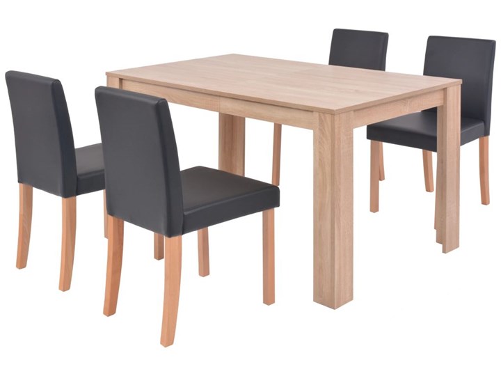 vidaXL 5-częściowy zestaw mebli do jadalni, sztuczna skóra, dąb, czerń Kategoria Stoły z krzesłami Liczba krzeseł 4 krzesła