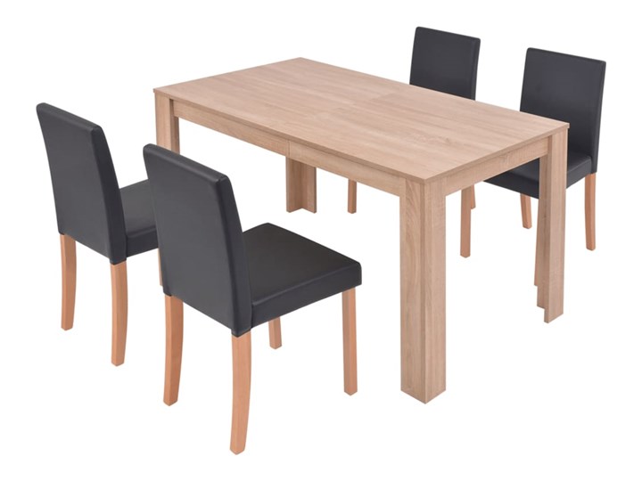 vidaXL 5-częściowy zestaw mebli do jadalni, sztuczna skóra, dąb, czerń Liczba krzeseł 4 krzesła