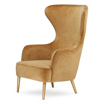 Fotel Sigal velvet z przeszyciami, na złotych nóżkach, do salonu, wypoczynkowy Miodowy (5187-24) Złota