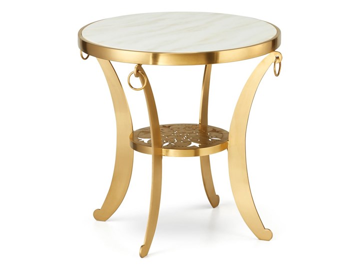stolik kawowy glamour złoty marmur Vastoya Biały Średnica 50 cm Metal Wysokość 60 cm Kategoria Stoliki i ławy