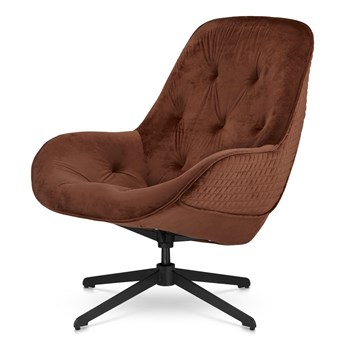 Fotel Colteno velvet obrotowy pikowany nowoczesny designerski do salonu Brązowy (5187-39)
