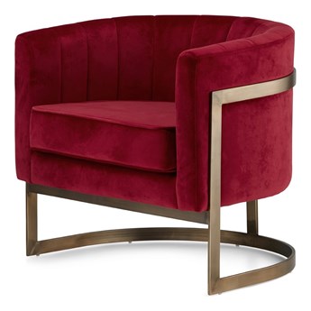 Fotel Madame styl glamour złoty welurowy okrągły Czerwony (5187-37) Mosiądz