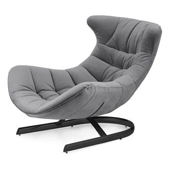 Fotel Storto nowoczesny velvet wypoczynkowy do salonu zakrzywiony Jasnoszary (SWAN-12) Czarna