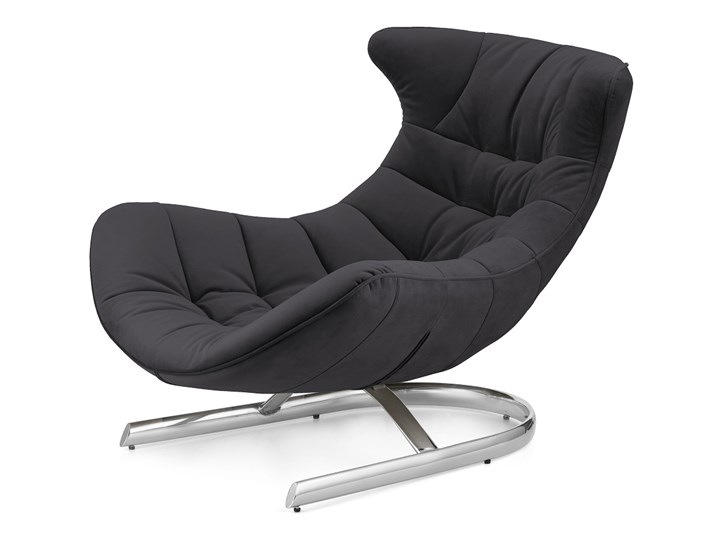 Fotel Storto nowoczesny velvet wypoczynkowy do salonu zakrzywiony Ciemnoszary (SWAN-13) Srebrna Metal Kolor Srebrny Szerokość 82 cm Skóra ekologiczna Tkanina Skóra Szerokość 87 cm Drewno Fotel uszak Pomieszczenie Biuro i pracownia