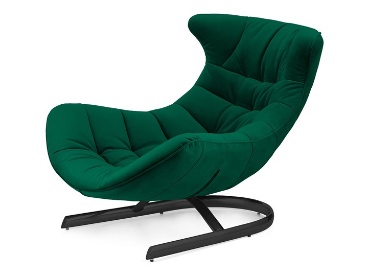 Fotel Storto nowoczesny velvet wypoczynkowy do salonu zakrzywiony Butelkowy (SWAN-16) Czarna Tkanina Fotel uszak Szerokość 87 cm Szerokość 82 cm Skóra ekologiczna Metal Skóra Drewno Pomieszczenie Biuro i pracownia