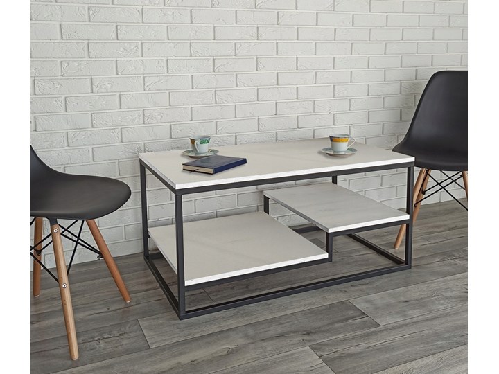 Stolik kawowy / ława "ZIG" biały Stal Wysokość 48 cm Metal Zestaw stolików Styl Nowoczesny