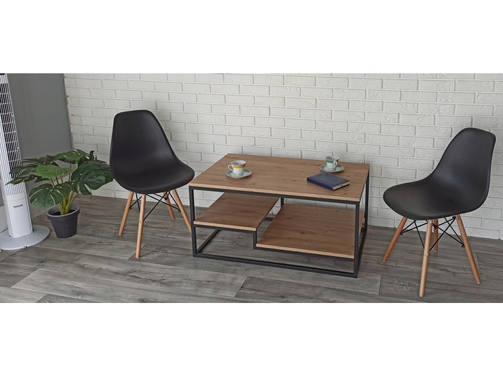 Stolik kawowy / ława "ZIG" dąb artisan Styl Nowoczesny Zestaw stolików Stal Wysokość 48 cm Metal Styl Industrialny