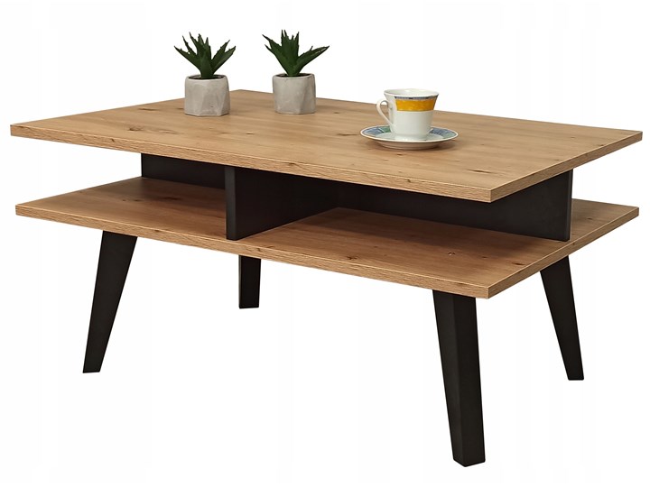 Stolik kawowy / ława "ZIMBA" dąb artisan - czarny 60x90 Drewno Wysokość 45 cm Zestaw stolików Styl Industrialny