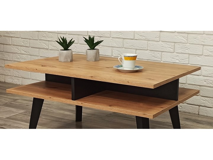 Stolik kawowy / ława "ZIMBA" dąb artisan - czarny 60x90 Wysokość 45 cm Zestaw stolików Drewno Styl Industrialny