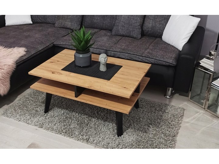 Stolik kawowy / ława "ZIMBA" dąb artisan - czarny 60x90 Styl Industrialny Drewno Wysokość 45 cm Zestaw stolików Kategoria Stoliki i ławy