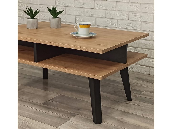 Stolik kawowy / ława "ZIMBA" dąb artisan - czarny 60x90 Wysokość 45 cm Zestaw stolików Kategoria Stoliki i ławy Drewno Styl Nowoczesny