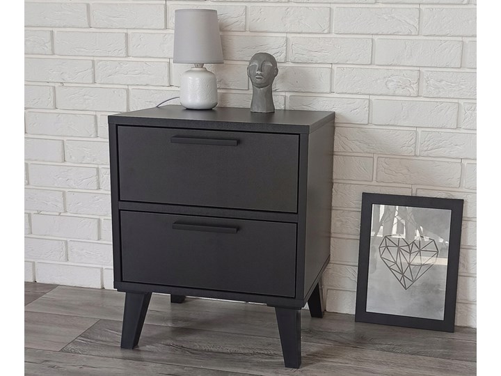 Stolik nocny "LIVIA" czarny Głębokość 35 cm Szerokość 45 cm Nocne Typ Nocne Płyta laminowana Płyta meblowa Płyta MDF Styl Nowoczesny