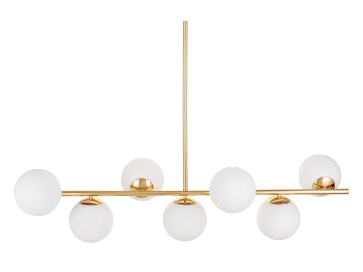 LAMPA WISZĄCA SUFITOWA NOWOCZESNA ZŁOTA FREDICA W7 LUMINA DECO Lampa z kloszem Ilość źródeł światła 7 źródeł Metal Szkło Lampa z abażurem Kolor Złoty