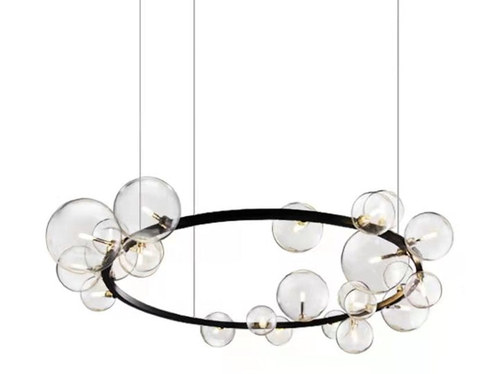 Designerska lampa wisząca CGBLAST czarny ring z bąbelkami nad stół Szkło Stal Metal Pomieszczenie Jadalnia