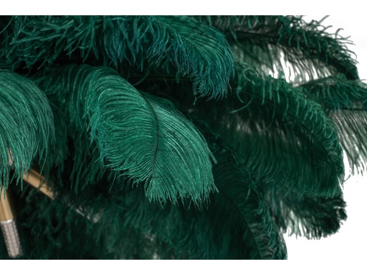 Lampa z piór podłogowa Tiffany zielona na złotej nodze Glamour Lampa z kloszem Kolor Złoty Lampa inspirowana Metal Lampa kryształowa Kolor Zielony