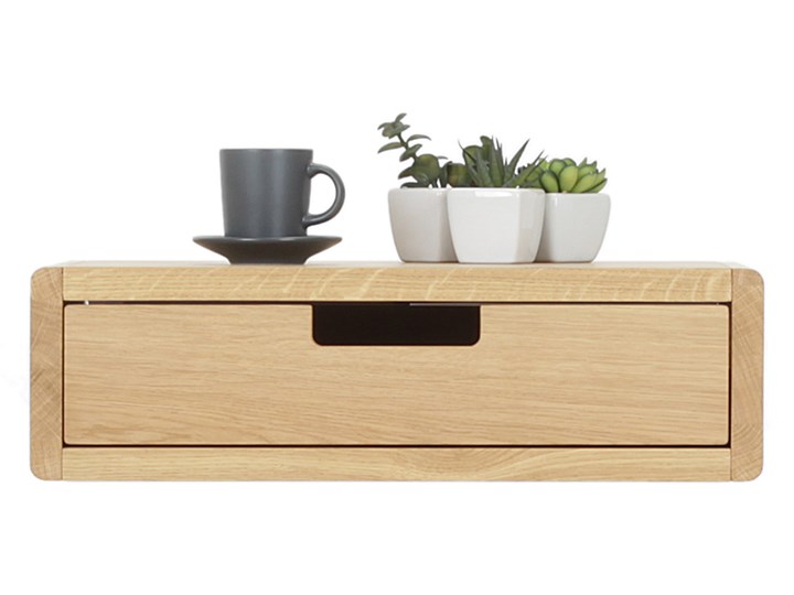 Szafka nocna wisząca, podwieszana Lea mini FLO lity dąb - drewniana szuflada Nocne Wiszące Płyta MDF Głębokość 30 cm Szerokość 45 cm Pomieszczenie Biuro i pracownia Metal Uniwersalne Drewno Kategoria Szafki i regały