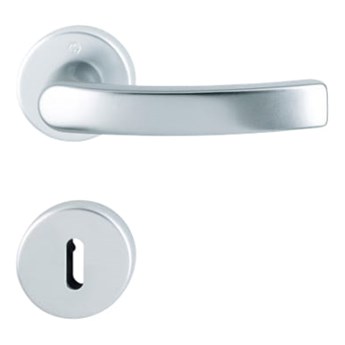 Luxembourg - Klamka drzwiowa z okrągłym szyldem, kolor srebrny