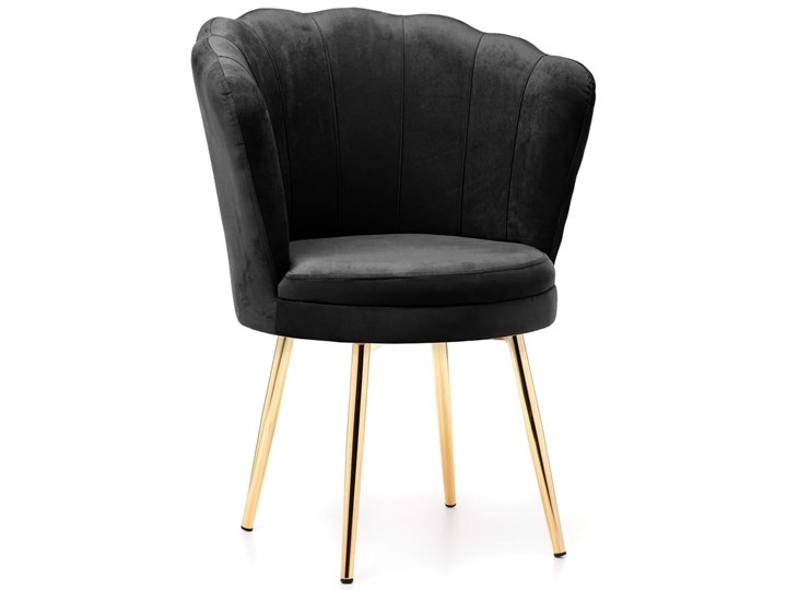 Krzesło muszelka czarne GAMZE welur #28, złote nogi