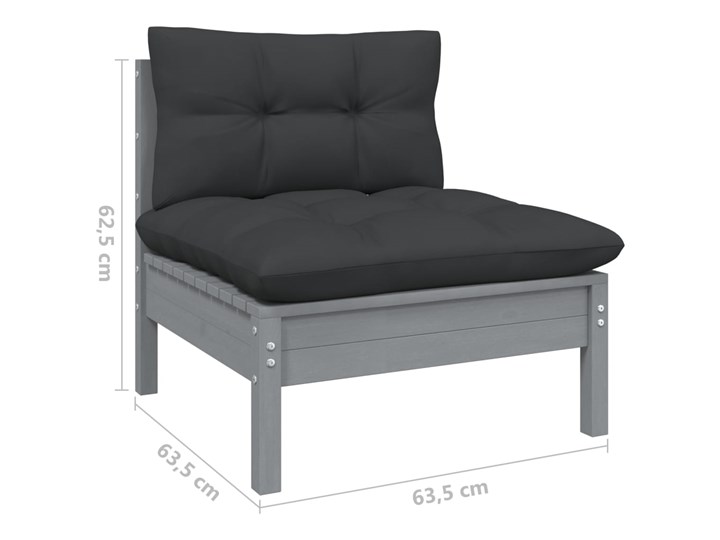 vidaXL 9-cz. zestaw wypoczynkowy do ogrodu, z poduszkami, sosnowy Zestawy wypoczynkowe Drewno Zawartość zestawu Sofa Kolor Szary