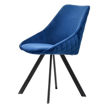 SELSEY Krzesło tapicerowane Jarel niebieskie pikowane