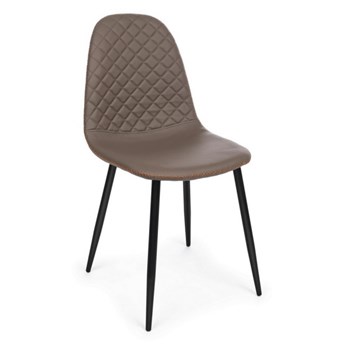 Amanda nowoczesne krzesło tapicerowane brązową ekoskórą