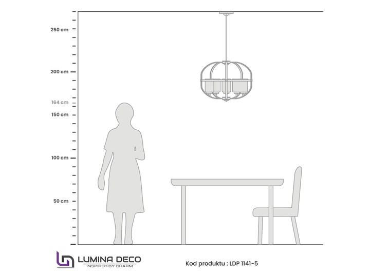 LAMPA WISZĄCA LOFT CZARNO-MOSIĘŻNA MONTEREY W5 Mosiądz Lampa z abażurem Metal Szkło Ilość źródeł światła 5 źródeł Lampa z kloszem Styl Industrialny