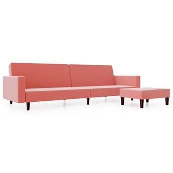 vidaXL 2-os. kanapa z podnóżkiem, różowa, tapicerowana aksamitem