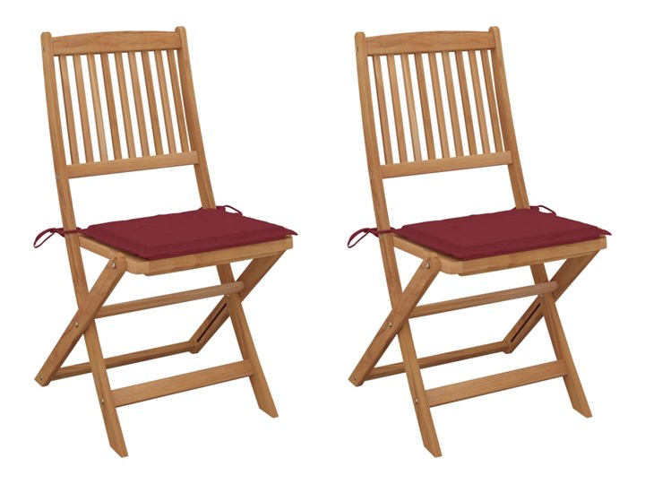 vidaXL Składane krzesła ogrodowe z poduszkami, 2 szt., drewno akacjowe Krzesło składane Tworzywo sztuczne Kolor Biały