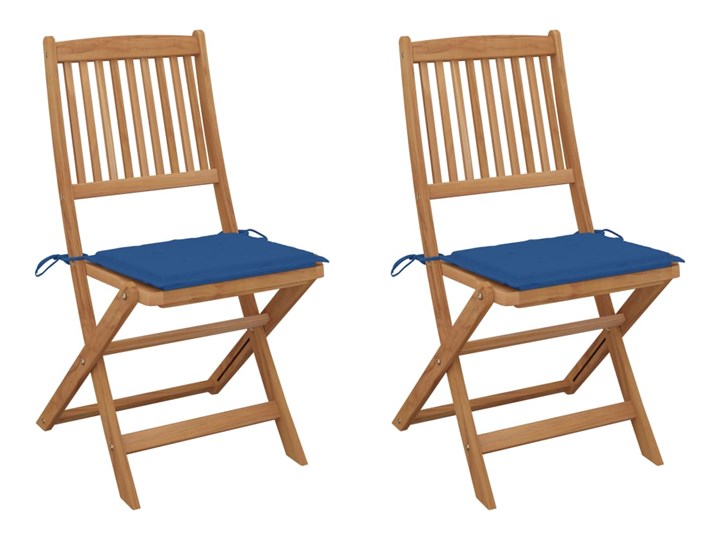 vidaXL Składane krzesła ogrodowe z poduszkami, 2 szt., drewno akacjowe Krzesło składane Tworzywo sztuczne Kolor Brązowy Kolor