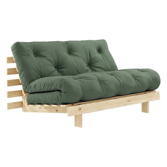 Sofa rozkładana z zielonym pokryciem Karup Design Roots Raw/Olive Green