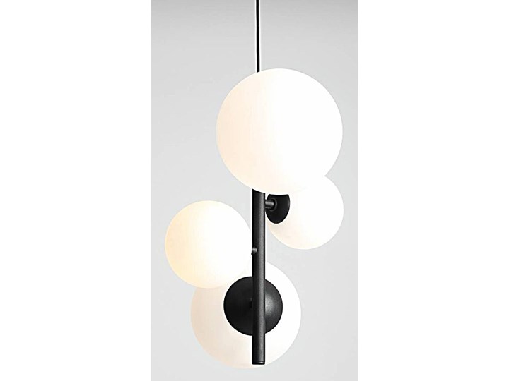 Lampa wisząca pionowy żyrandol, zawiesie czarne, 4 mleczne kule (2xE14/2xE27) Aldex (Bloom) 1091L1 Lampa z kloszem Metal Szkło Pomieszczenie Kuchnia