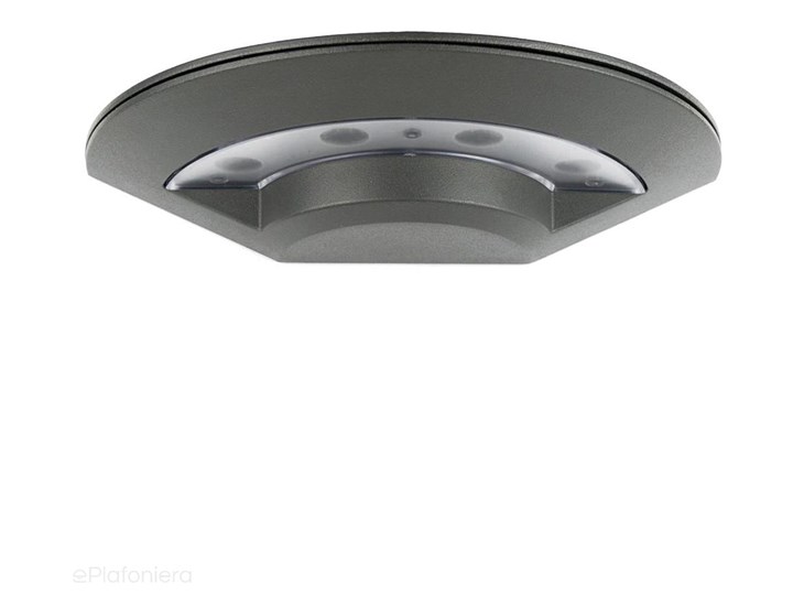 Nowoczesny kinkiet, grafitowe UFO - lampa garażowa zewnętrzna LED 8W, ścienna ogrodowa, SU-MA Lampa LED Kinkiet ogrodowy Kolor Szary