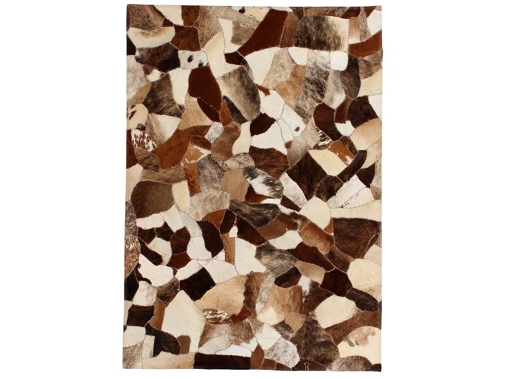 vidaXL Dywan ze skóry bydlęcej, patchwork, 120x170 cm, brązowo-biały Kategoria Dywany Prostokątny Dywany Skóra Wełna Pomieszczenie Przedpokój