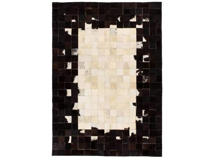 vidaXL Dywan ze skóry, patchwork w kwadraty, 80x150 cm, czarno-biały
