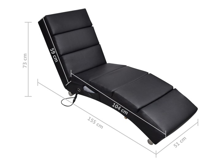 vidaXL Rozkładany leżak masujący, czarny, sztuczna skóra Fotel rozkładany Tkanina Szerokość 51 cm Skóra ekologiczna Fotel masujący Tworzywo sztuczne Pomieszczenie Salon