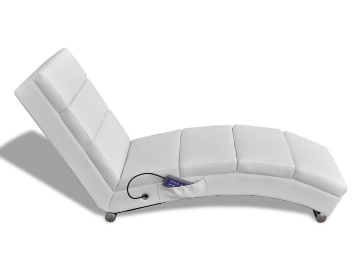 vidaXL Rozkładany leżak masujący, biały, sztuczna skóra Skóra ekologiczna Szerokość 51 cm Tkanina Fotel rozkładany Tworzywo sztuczne Fotel masujący Styl Nowoczesny