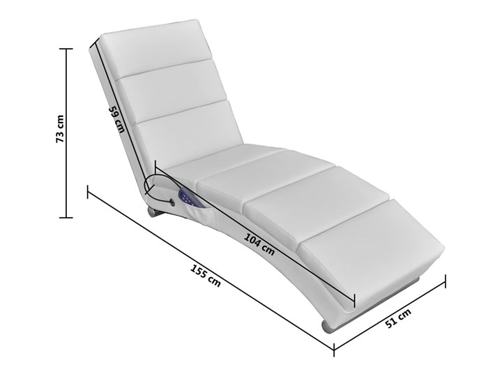 vidaXL Rozkładany leżak masujący, biały, sztuczna skóra Tworzywo sztuczne Fotel masujący Pomieszczenie Salon Szerokość 51 cm Fotel rozkładany Tkanina Skóra ekologiczna Styl Nowoczesny