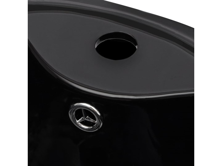 vidaXL Okrągła umywalka z otworem przelewowym i na kran, czarna Wolnostojące Okrągłe Szerokość 40 cm Ceramika Kolor Czarny Stal Kategoria Umywalki