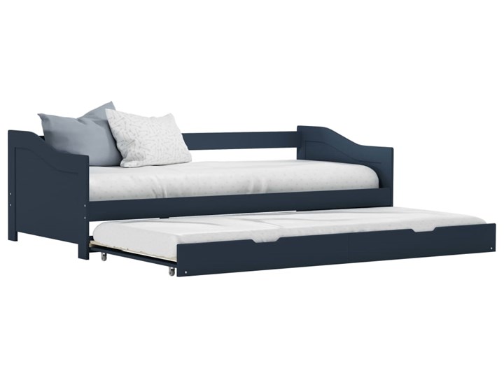 vidaXL Wysuwane łóżko, szare, drewno sosnowe, 90x200 cm