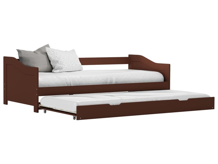 vidaXL Wysuwane łóżko, ciemny brąz, drewno sosnowe, 90x200 cm