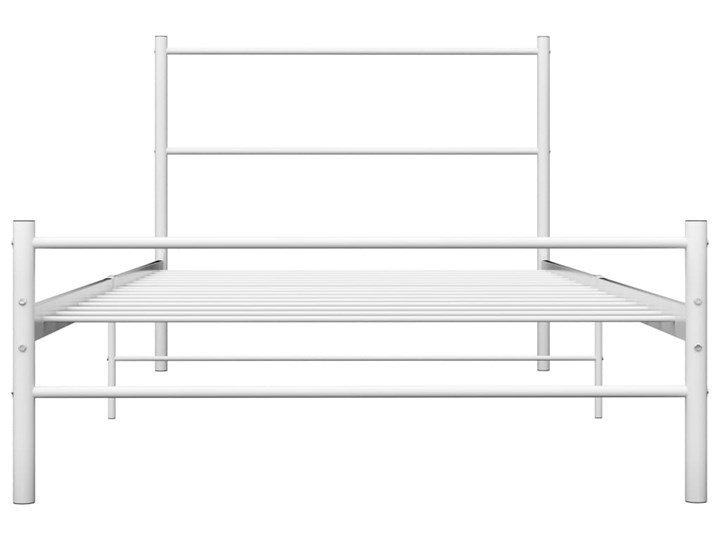 vidaXL Rama łóżka, biała, metalowa, 90 x 200 cm Łóżko metalowe Pojemnik na pościel Bez pojemnika