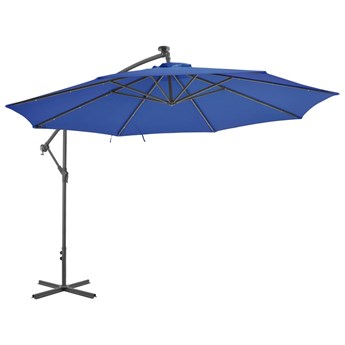 vidaXL Parasol wiszący z lampkami LED, lazurowy, 350 cm