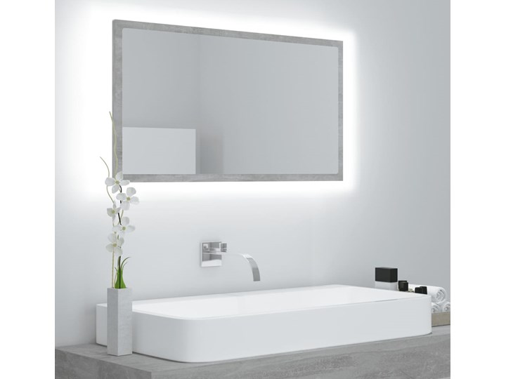vidaXL Lustro łazienkowe z LED, szarość betonu, 80x8,5x37 cm, płyta Prostokątne Kategoria Lustra Lustro z ramą Ścienne Styl Nowoczesny