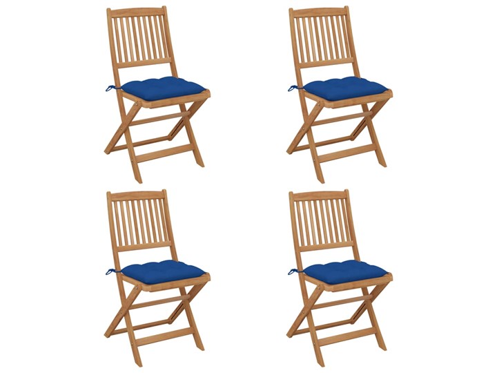 vidaXL Składane krzesła ogrodowe z poduszkami, 4 szt., drewno akacjowe Krzesło składane Tworzywo sztuczne Kolor