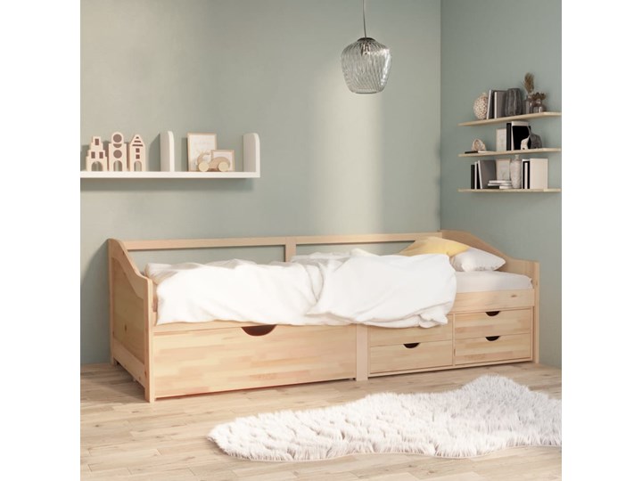 vidaXL 3-osobowa sofa/łóżko z szufladami, drewno sosnowe, 90 x 200 cm