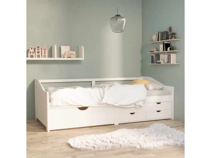vidaXL 3-osobowa sofa/łóżko z szufladami, biała, sosnowa, 90 x 200 cm Rozmiar materaca 90x200 cm Drewno Kolor Biały